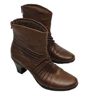 Cobb Hill Ankle Boots New Balance Brown Leather Back Zip Women's 7.5N Narrow 2"